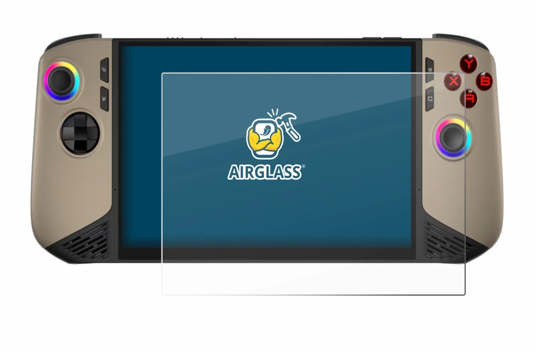Abbildung des Geräts MSI Claw 8 AI+ mit einer Vielzahl des Displayschutzes.