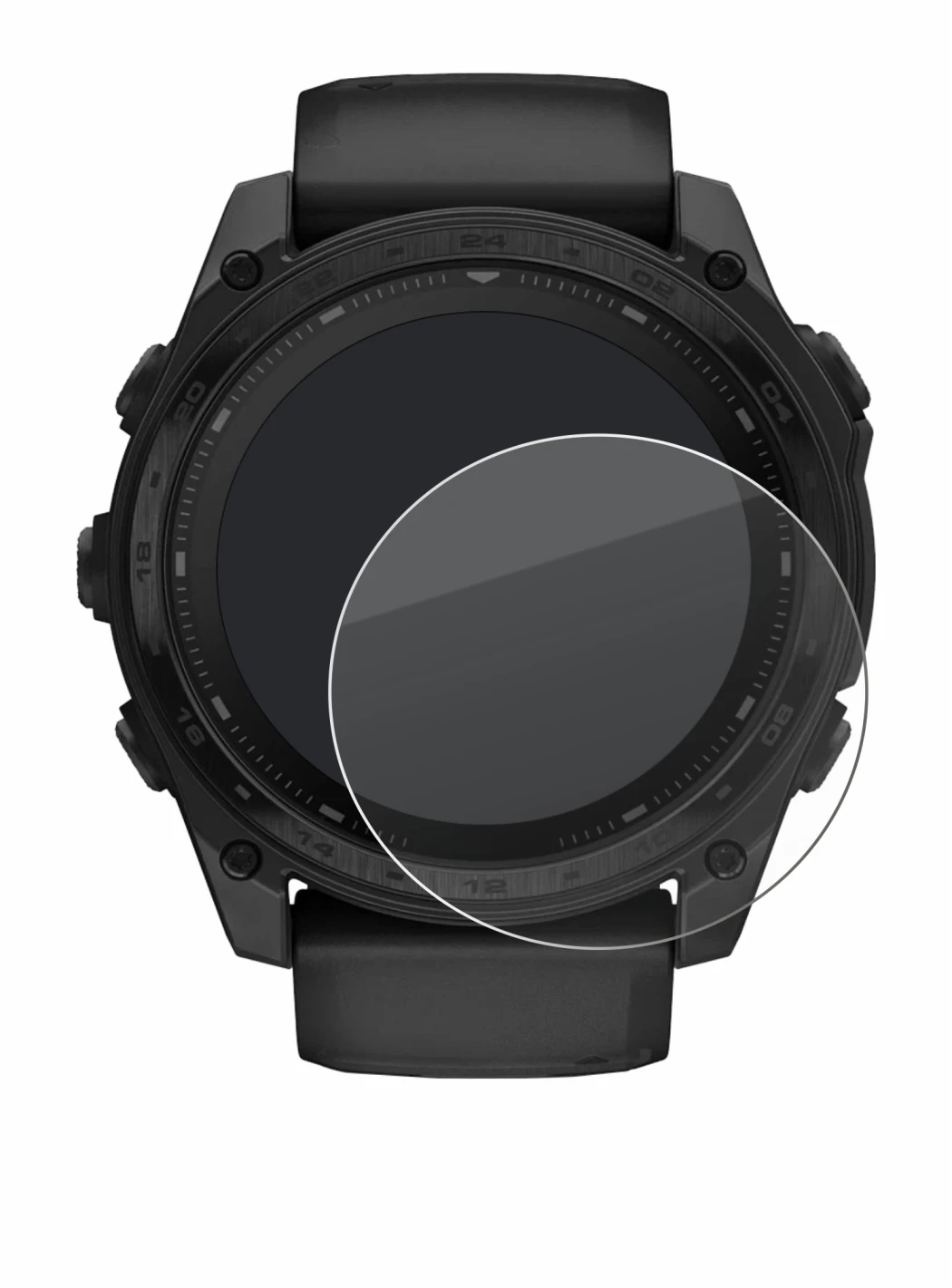 Abbildung des Geräts Garmin Tactix 8 Solar (51 mm) mit einer Vielzahl des Displayschutzes.