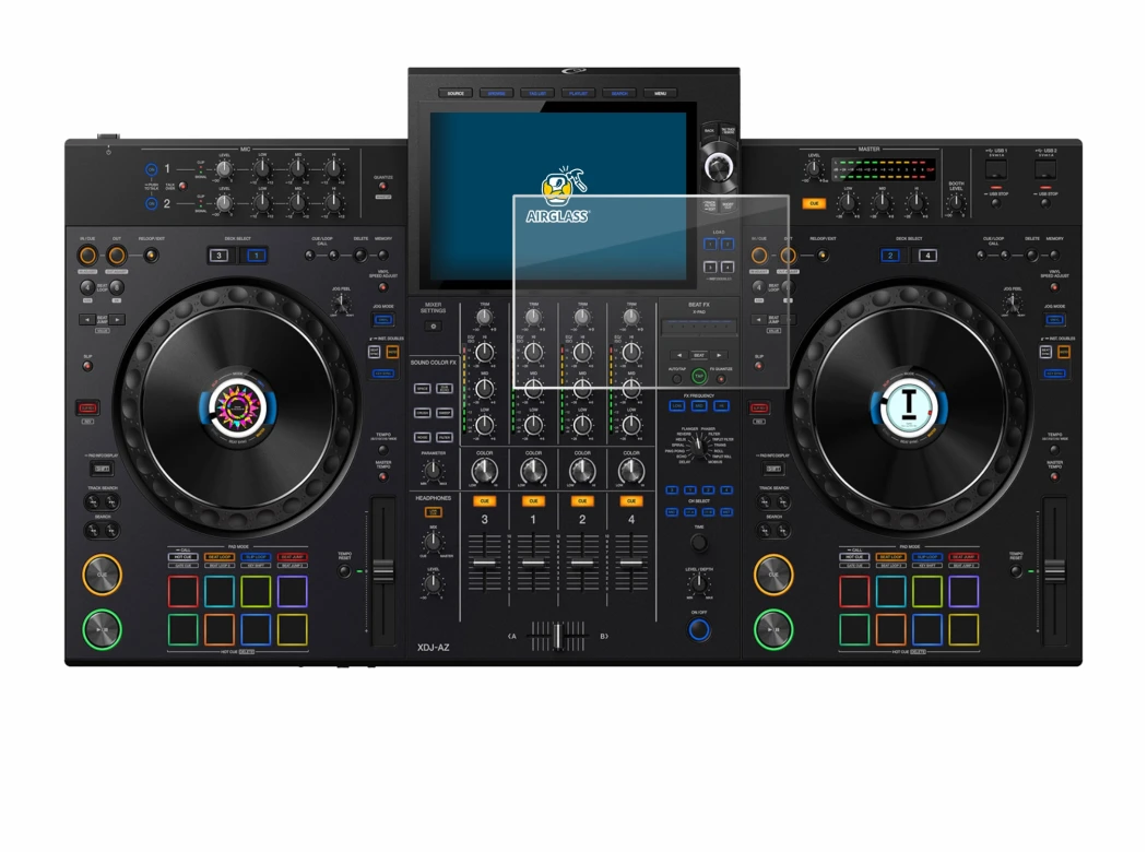 Abbildung des Geräts Pioneer XDJ-AZ mit einer Vielzahl des Displayschutzes.