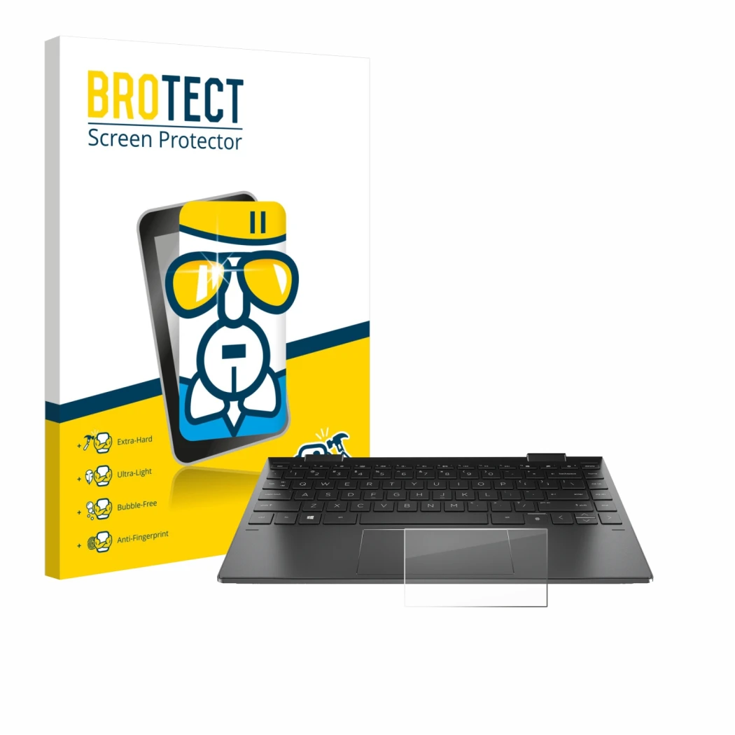 Vorderseite einer Produktverpackung mit dem Markenlogo BROTECT. Daneben ist das Gerät HP Envy x360 (13-X) (NUR Touch Trackpad)