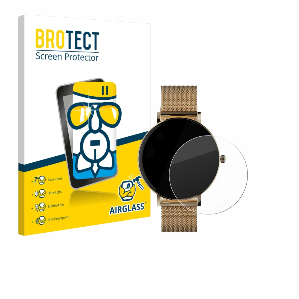 Vorderseite einer Produktverpackung mit dem Markenlogo BROTECT. Daneben ist das Gerät ZenWatch Venice Pro mit dem zugehörigen 