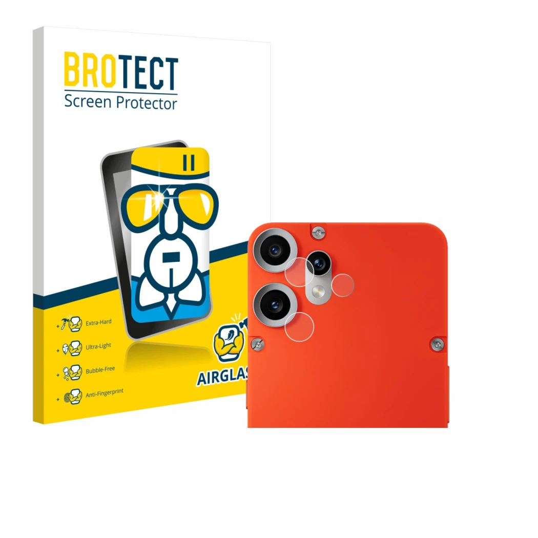 Vorderseite einer Produktverpackung mit dem Markenlogo BROTECT. Daneben ist das Gerät Nothing CMF Phone 2 Pro (NUR Kameraschut