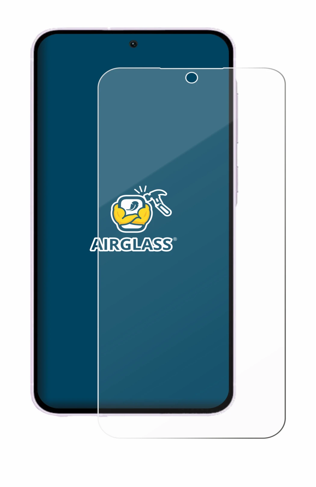 Abbildung des Geräts Samsung Galaxy A56 5G (case-friendly) mit einer Vielzahl des Displayschutzes.