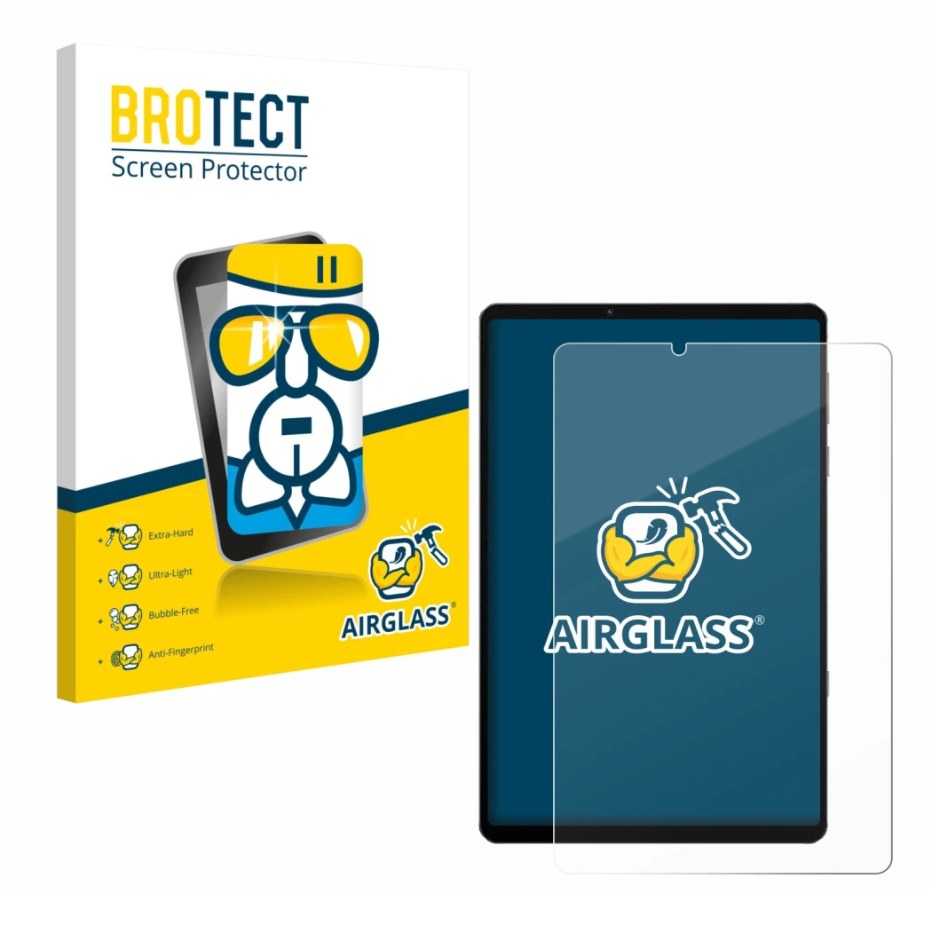 Vorderseite einer Produktverpackung mit dem Markenlogo BROTECT. Daneben ist das Gerät Lenovo Legion Y700 2022 mit dem zugehöri