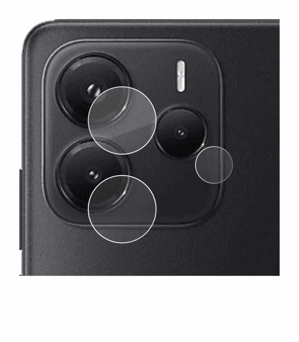 Abbildung des Geräts Xiaomi Redmi Note 14 4G (NUR Kameraschutz) mit einer Vielzahl des Displayschutzes.