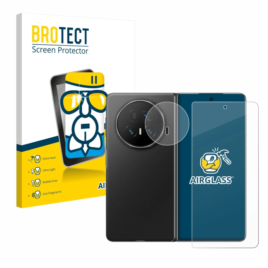 Vorderseite einer Produktverpackung mit dem Markenlogo BROTECT. Daneben ist das Gerät Honor Magic V5 (Display+Kamera) mit dem 