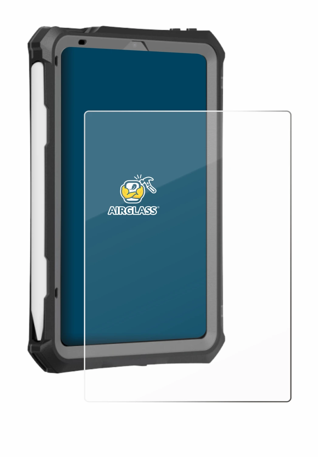 Abbildung des Geräts Apple iPad Mini 7 2024 (case-friendly) mit einer Vielzahl des Displayschutzes.