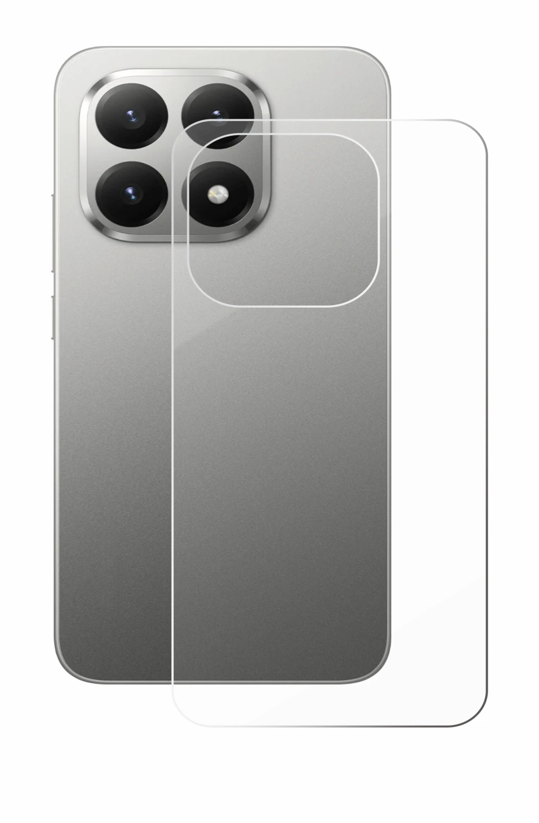 Abbildung des Geräts Xiaomi 15T (Rückseite) mit einer Vielzahl des Displayschutzes.