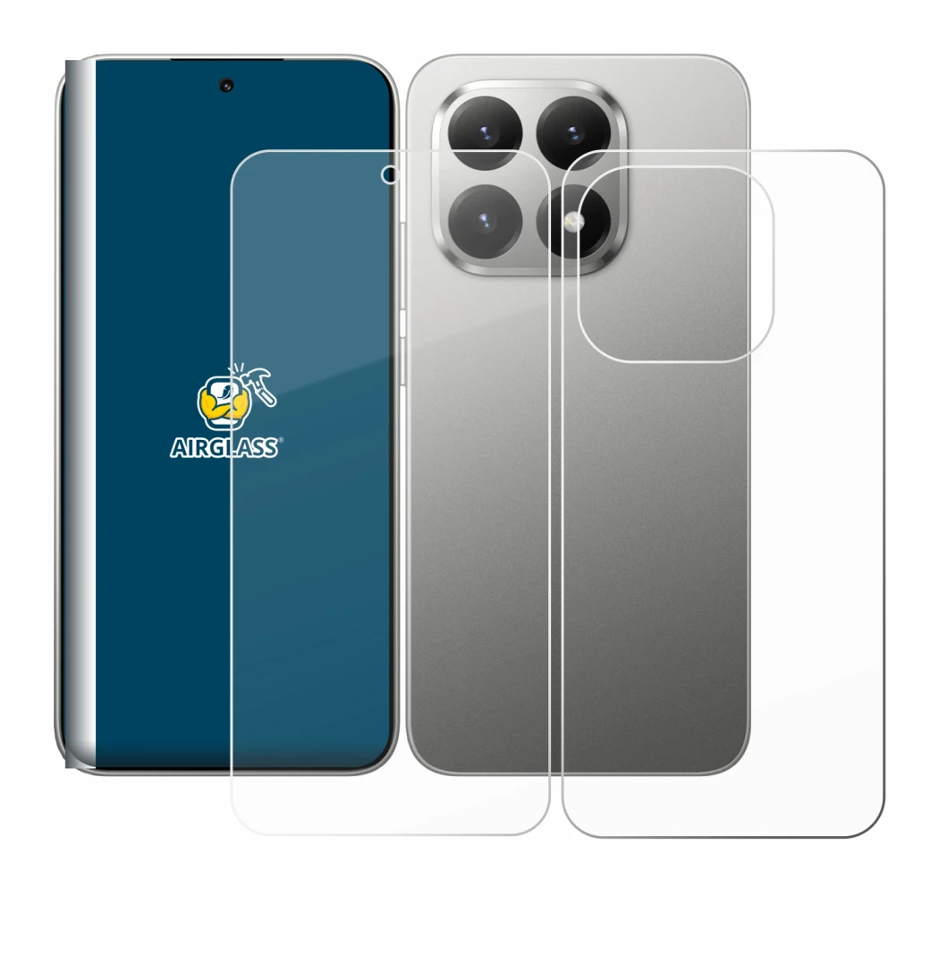 Abbildung des Geräts Xiaomi 15T (Display+Rückseite) mit einer Vielzahl des Displayschutzes.