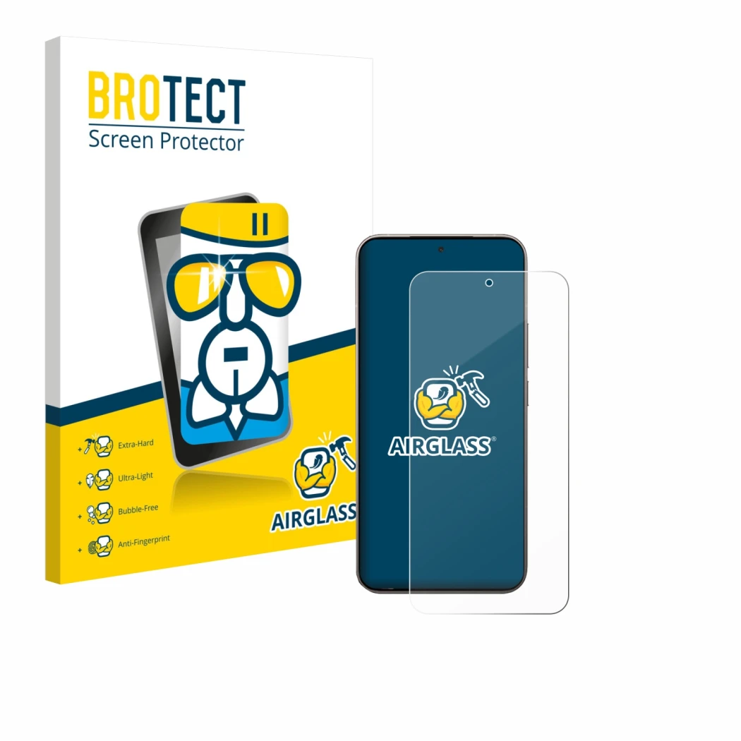 Vorderseite einer Produktverpackung mit dem Markenlogo BROTECT. Daneben ist das Gerät Xiaomi 15T Pro mit dem zugehörigen Displ