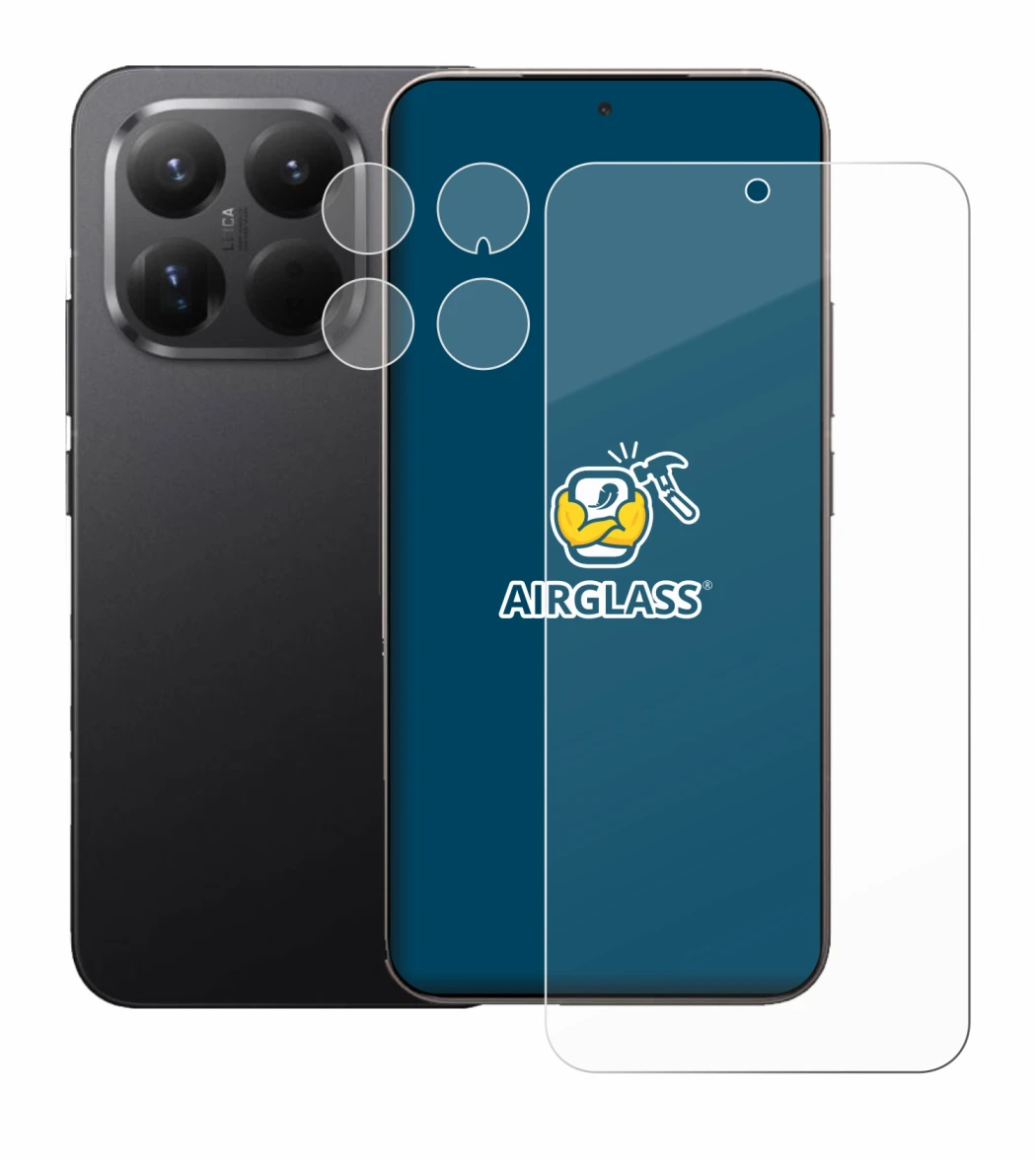 Abbildung des Geräts Xiaomi 15T Pro (Display+Kamera) mit einer Vielzahl des Displayschutzes.