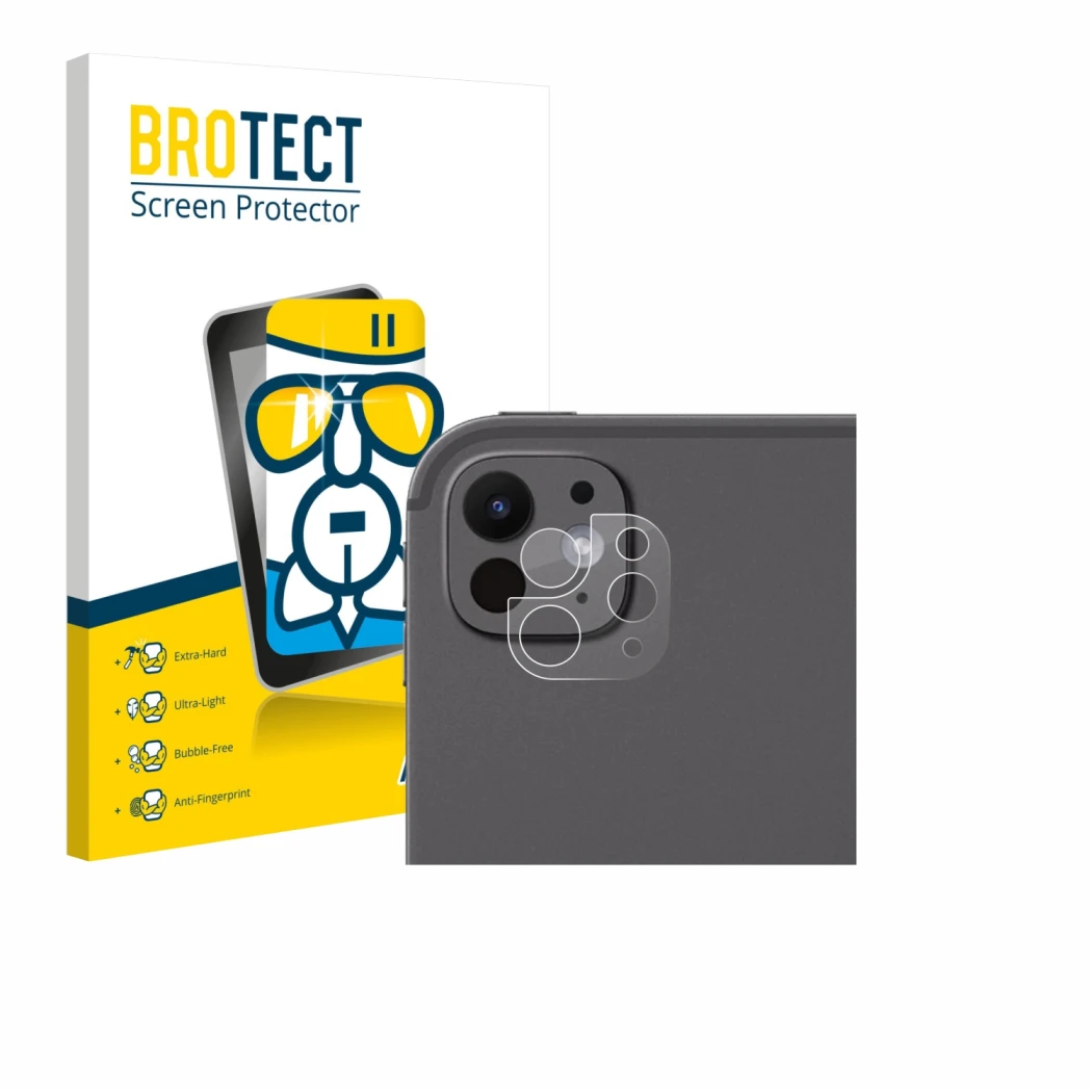 Vorderseite einer Produktverpackung mit dem Markenlogo BROTECT. Daneben ist das Gerät Apple iPad Pro 11