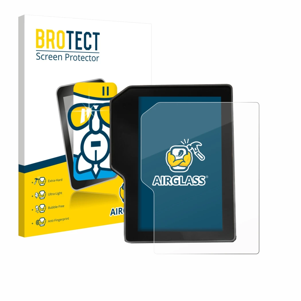 Vorderseite einer Produktverpackung mit dem Markenlogo BROTECT. Daneben ist das Gerät Yamaha Tenere 700 / Rally 2025 mit dem z