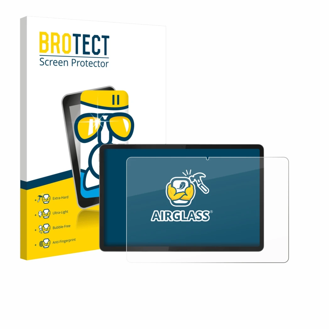 Vorderseite einer Produktverpackung mit dem Markenlogo BROTECT. Daneben ist das Gerät Lenovo Idea Tab Plus 12.1