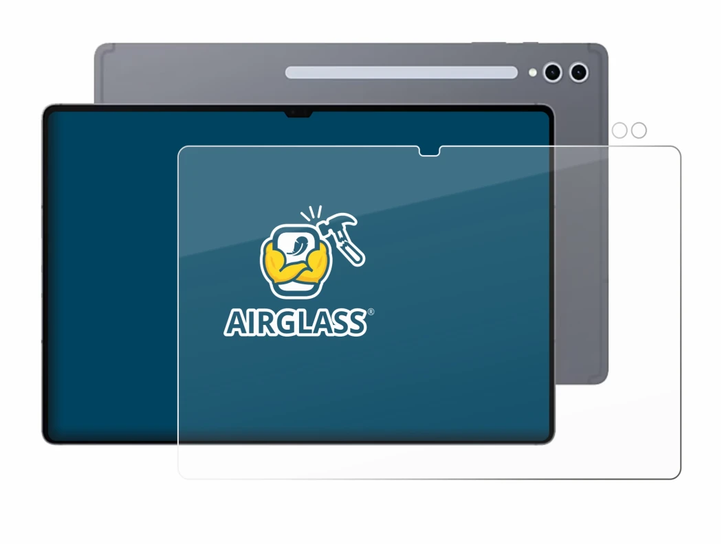 Abbildung des Geräts Samsung Galaxy Tab S10 Ultra (Display+Kamera) mit einer Vielzahl des Displayschutzes.