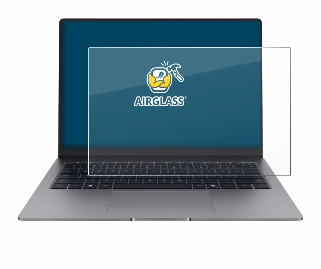 Abbildung des Geräts Honor MagicBook X14 Plus 2025 mit einer Vielzahl des Displayschutzes.