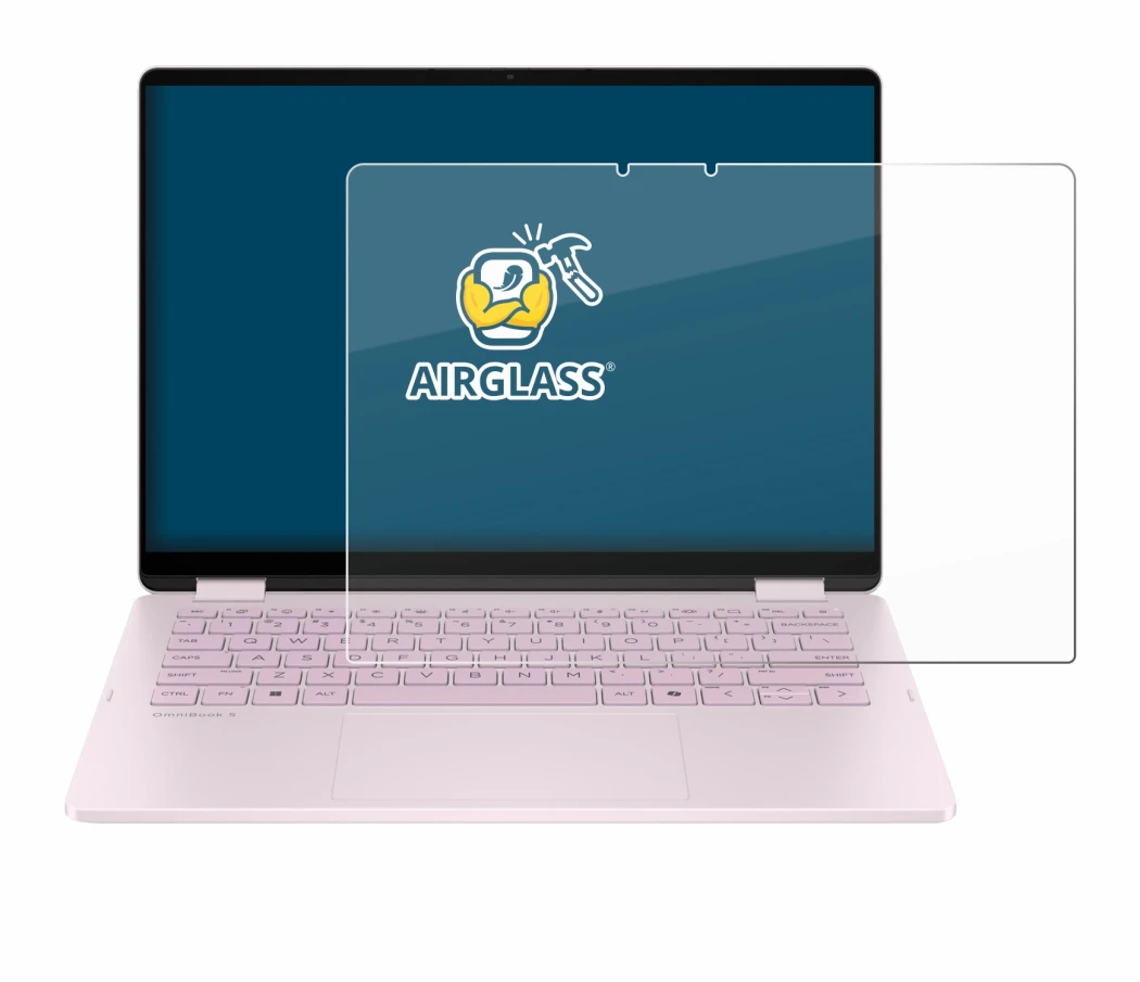 Abbildung des Geräts HP OmniBook 5 Flip 14 14-fp0153ng mit einer Vielzahl des Displayschutzes.