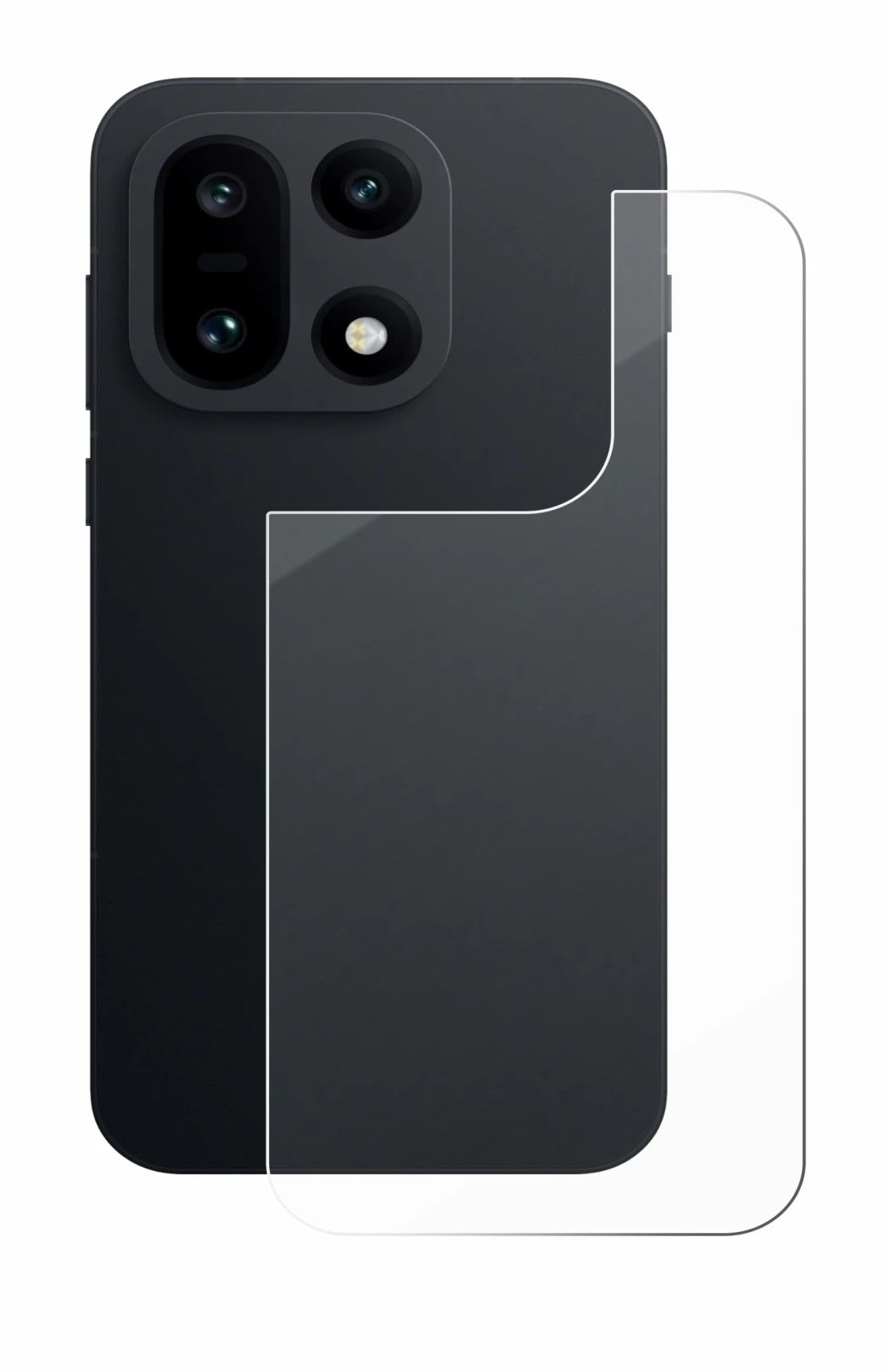 Abbildung des Geräts OnePlus 15 (Rückseite) mit einer Vielzahl des Displayschutzes.