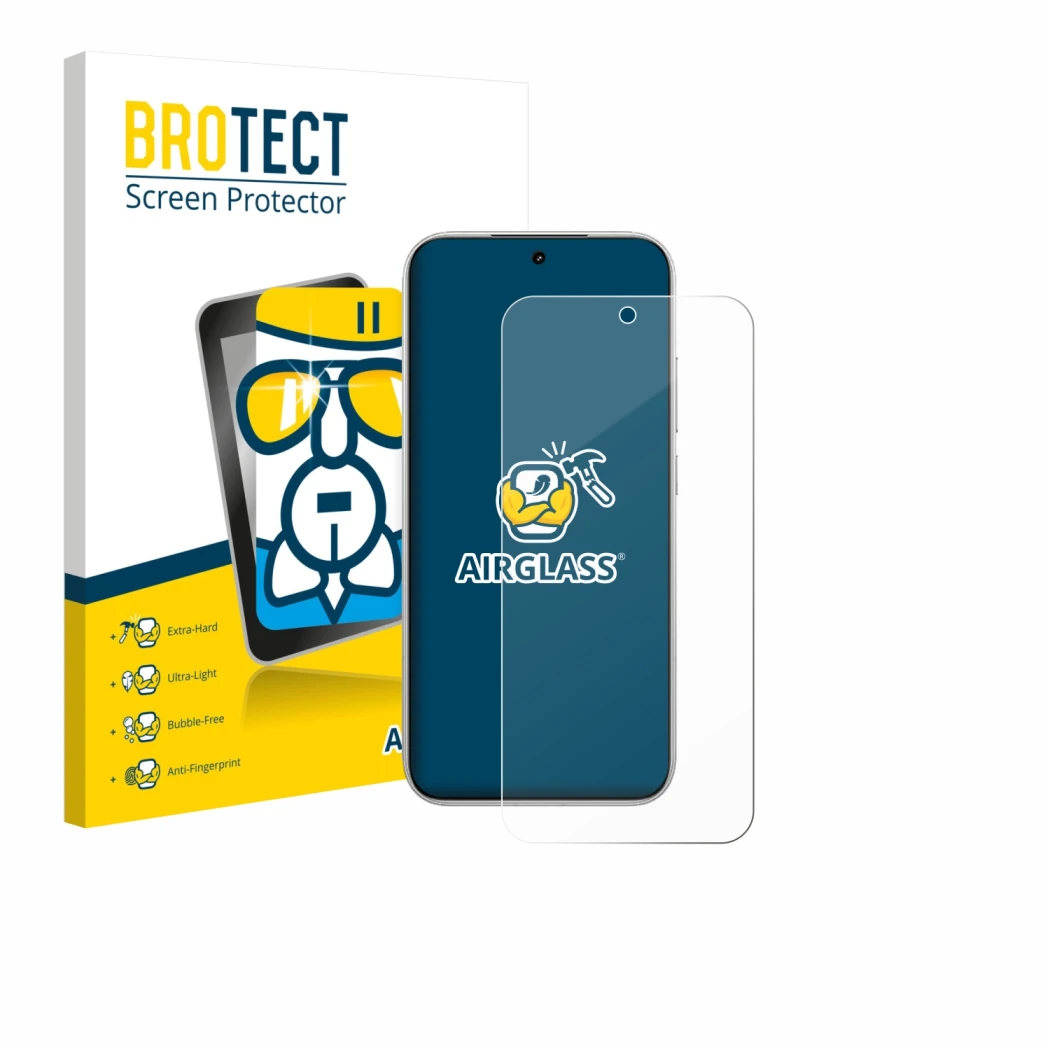 Vorderseite einer Produktverpackung mit dem Markenlogo BROTECT. Daneben ist das Gerät Xiaomi Poco F8 Pro mit dem zugehörigen D