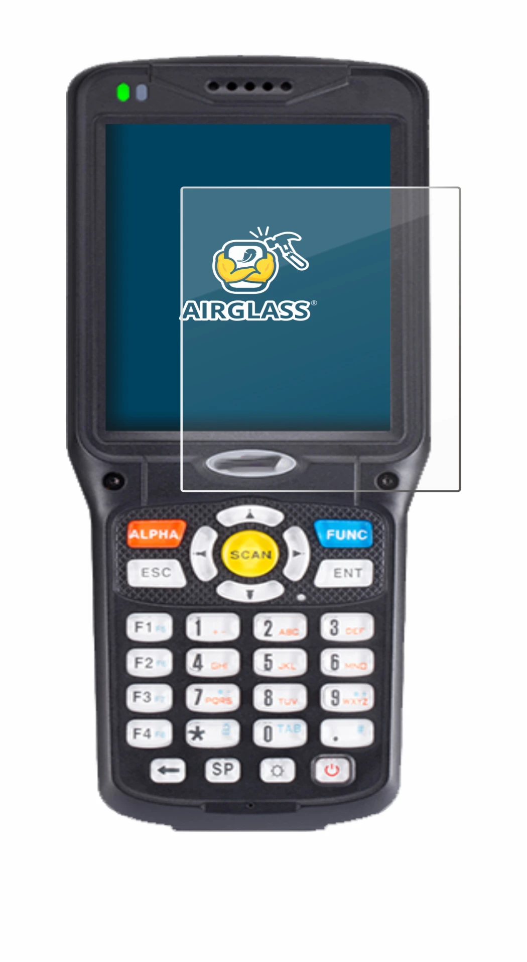 Abbildung des Geräts Unitech HT510 mit einer Vielzahl des Displayschutzes.