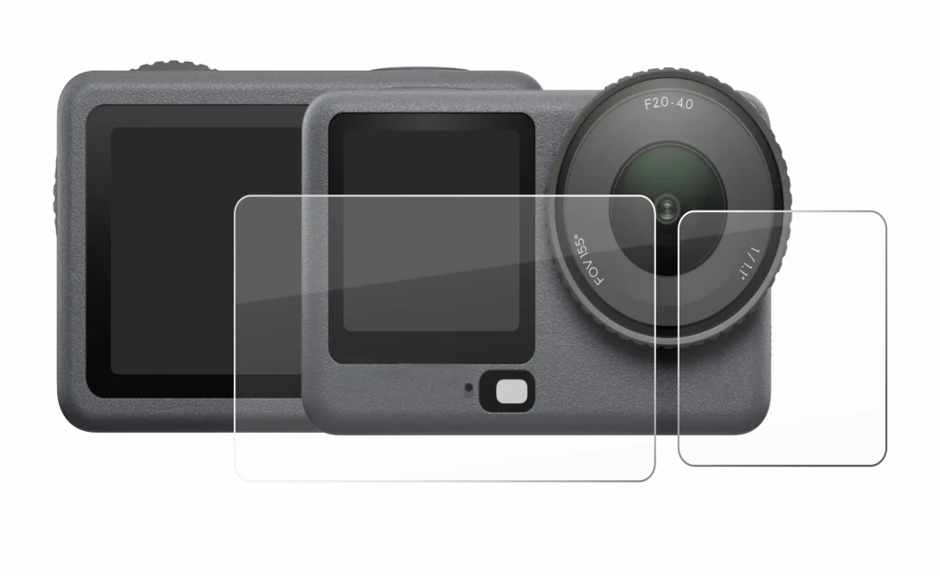 Abbildung des Geräts DJI Osmo Action 6 mit einer Vielzahl des Displayschutzes.