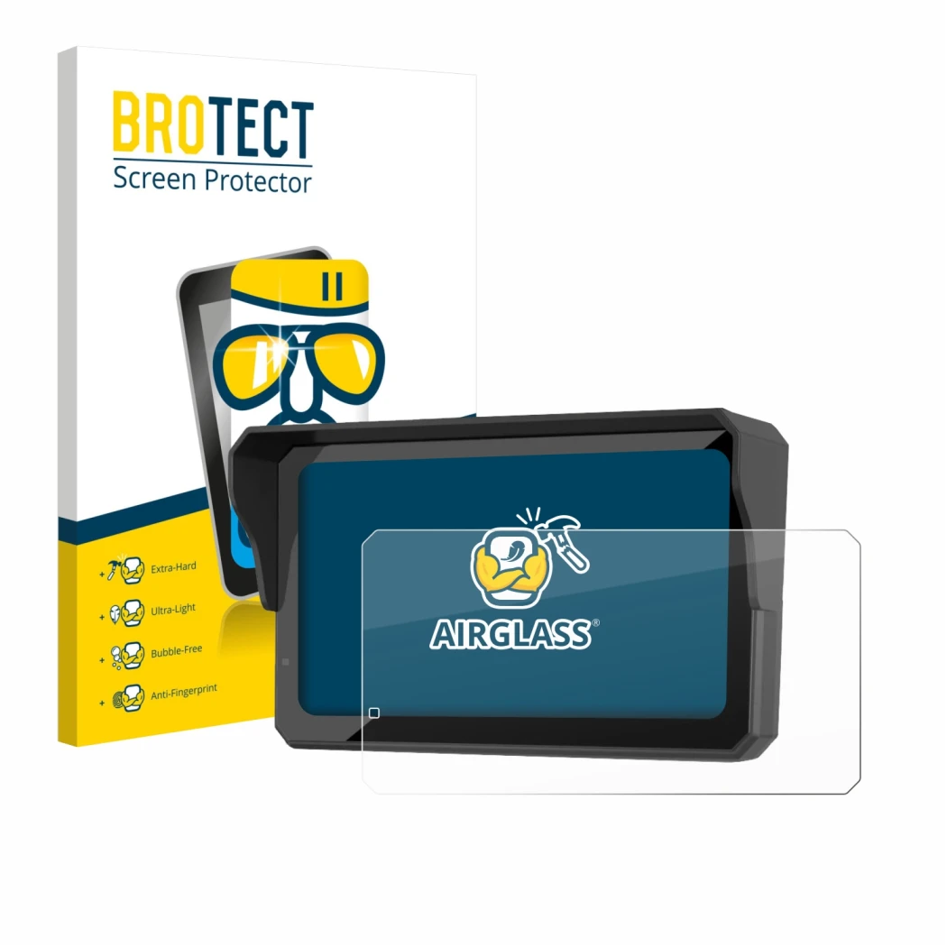 Vorderseite einer Produktverpackung mit dem Markenlogo BROTECT. Daneben ist das Gerät Carpuride W602S Pro mit dem zugehörigen 