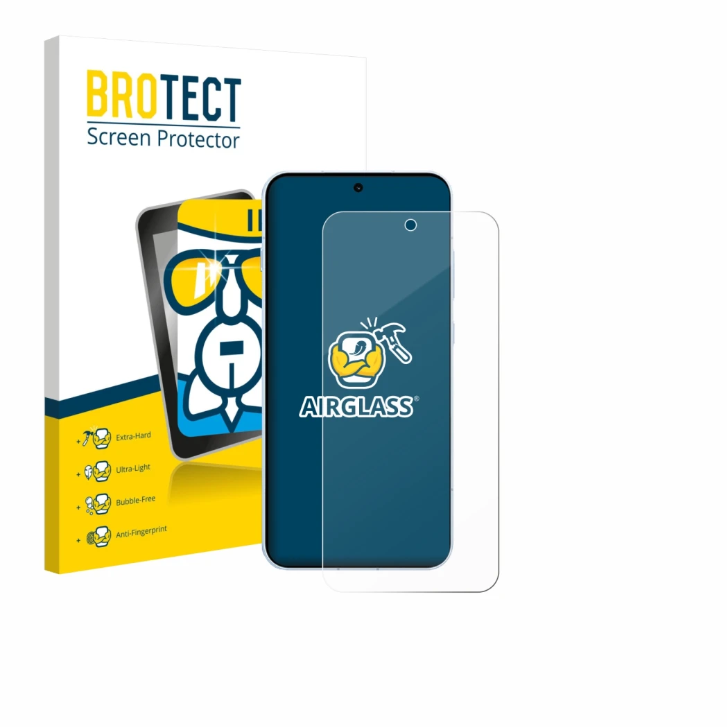 Vorderseite einer Produktverpackung mit dem Markenlogo BROTECT. Daneben ist das Gerät Oppo Find X8s mit dem zugehörigen Displa