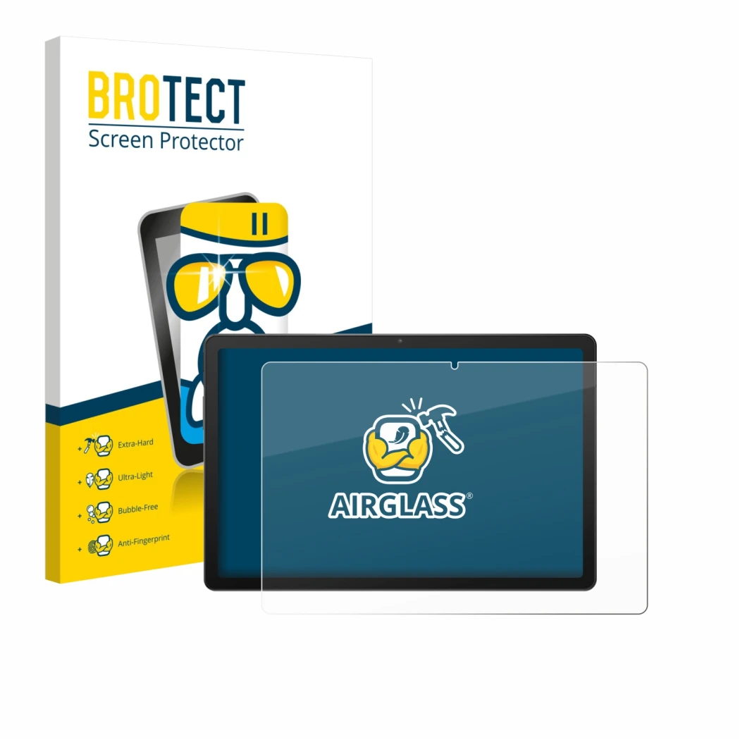 Vorderseite einer Produktverpackung mit dem Markenlogo BROTECT. Daneben ist das Gerät Sunmi CPad 8.7