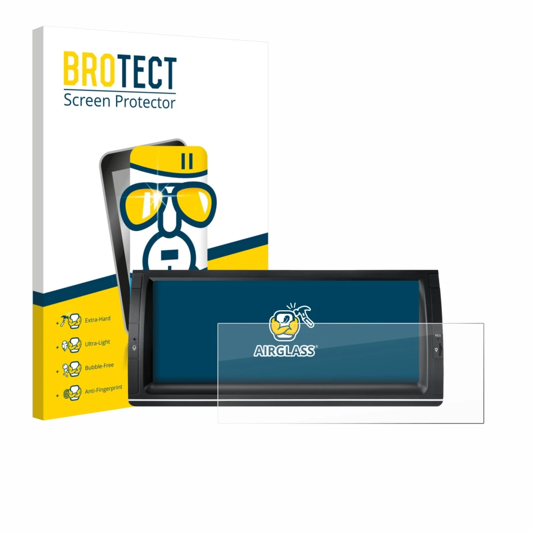 Vorderseite einer Produktverpackung mit dem Markenlogo BROTECT. Daneben ist das Gerät Xtrons PX1453BLHGS 10.25