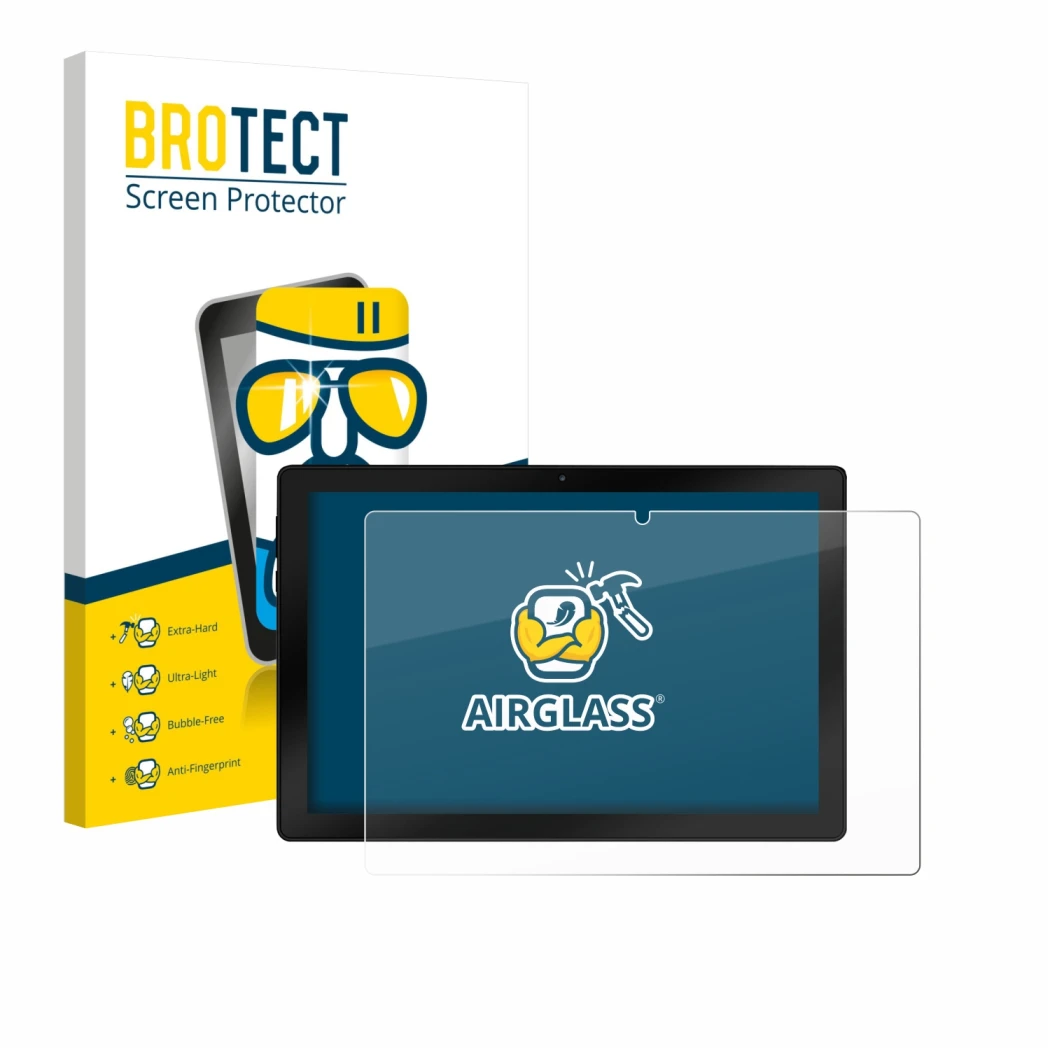 Vorderseite einer Produktverpackung mit dem Markenlogo BROTECT. Daneben ist das Gerät Wqplo WPLA10 mit dem zugehörigen Display