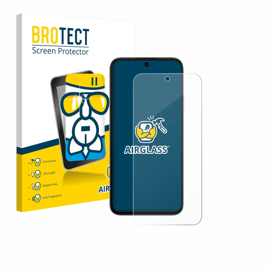 Vorderseite einer Produktverpackung mit dem Markenlogo BROTECT. Daneben ist das Gerät Oppo A6s 5G mit dem zugehörigen Displays