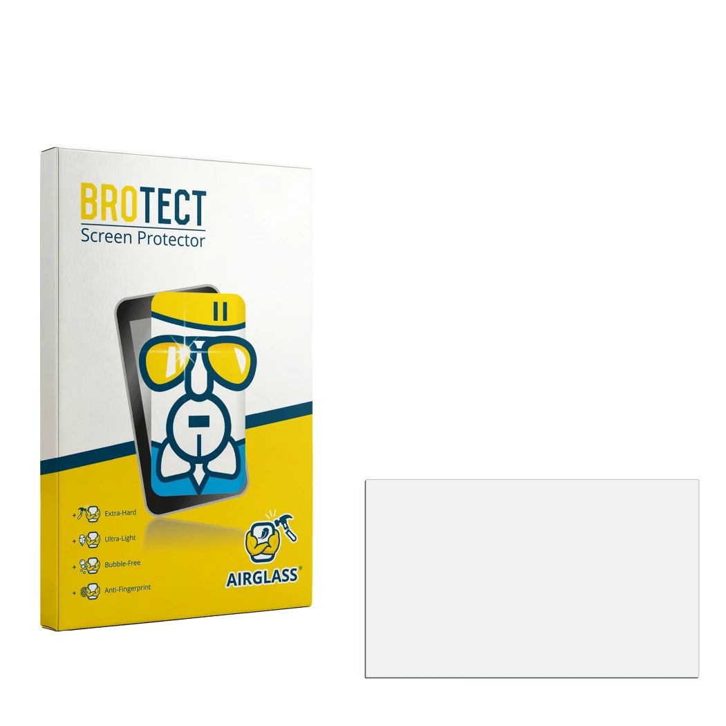 Vorderseite einer Produktverpackung mit dem Markenlogo BROTECT. Daneben ist der zugehörige Displayschutz.