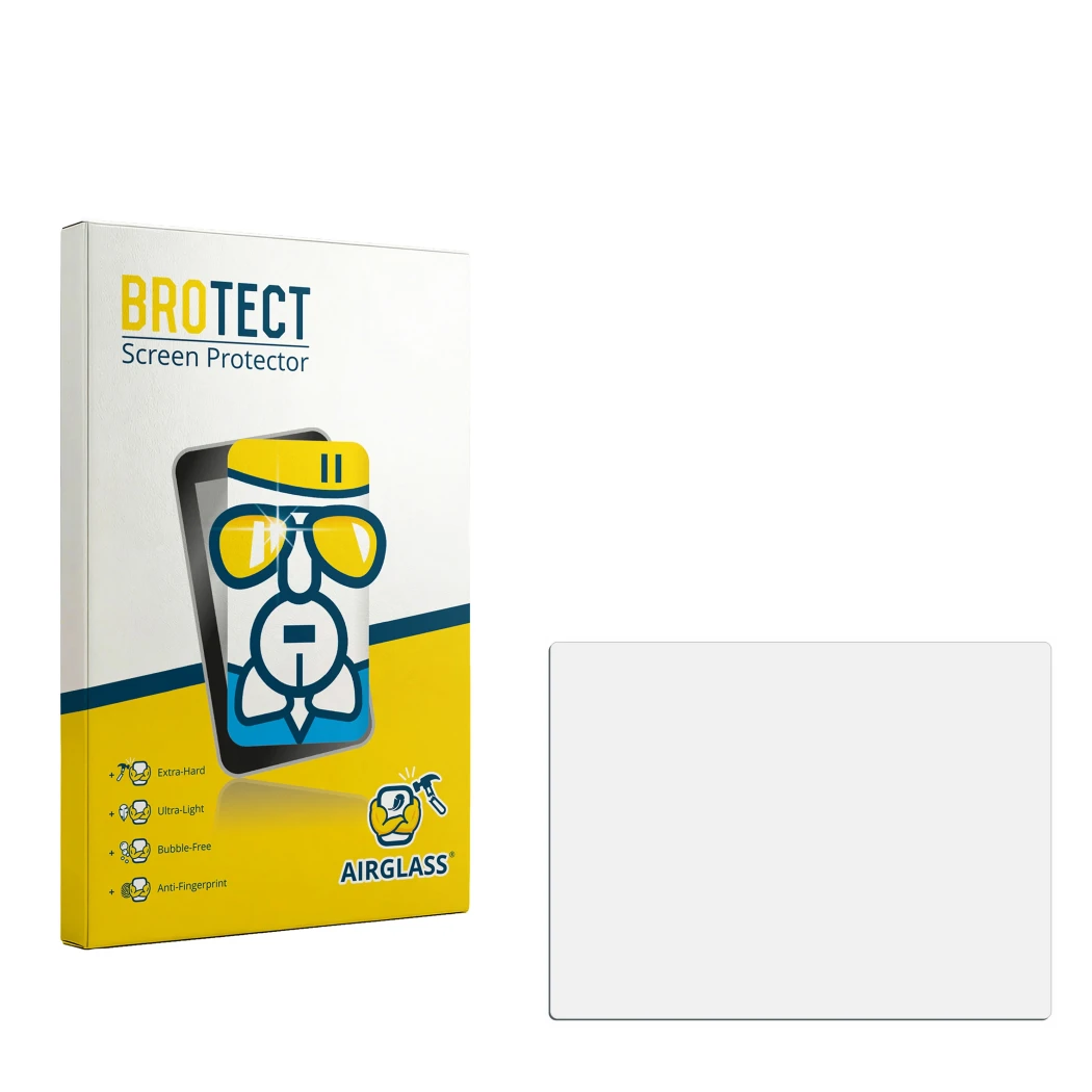Vorderseite einer Produktverpackung mit dem Markenlogo BROTECT. Daneben ist der zugehörige Displayschutz.
