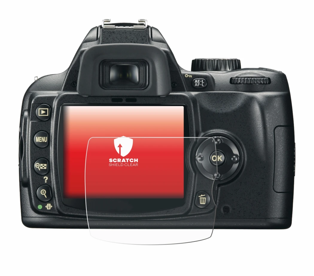 Abbildung des Geräts Nikon D60 mit einer Vielzahl des Displayschutzes.