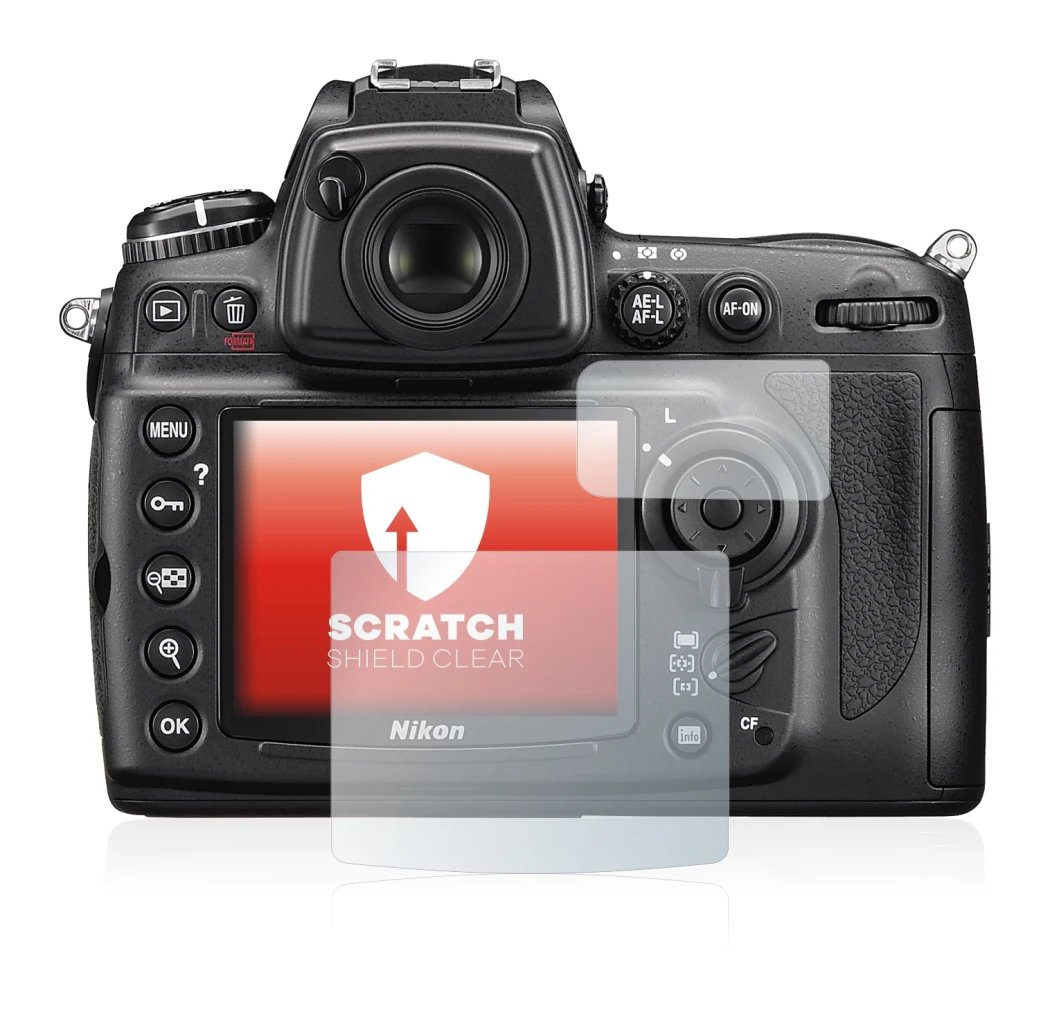 Abbildung des Geräts Nikon D700 mit einer Vielzahl des Displayschutzes.