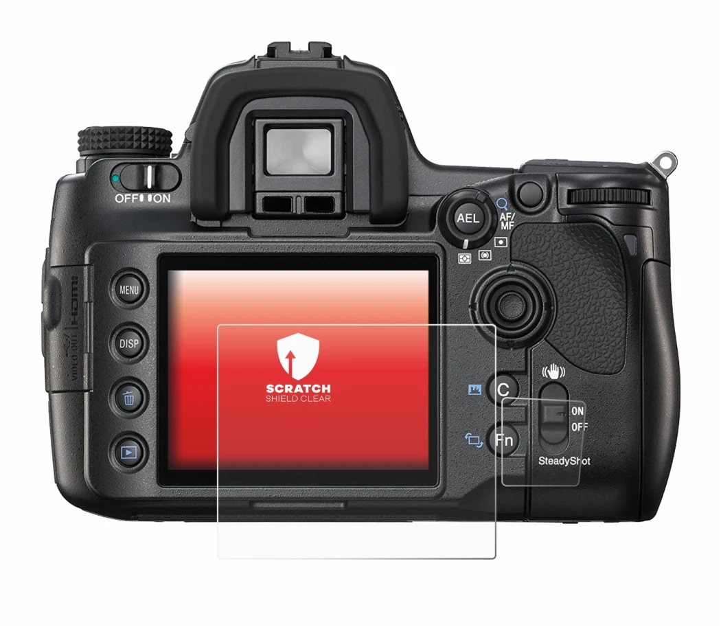 Abbildung des Geräts Sony Alpha 900 (DSLR-A900) mit einer Vielzahl des Displayschutzes.
