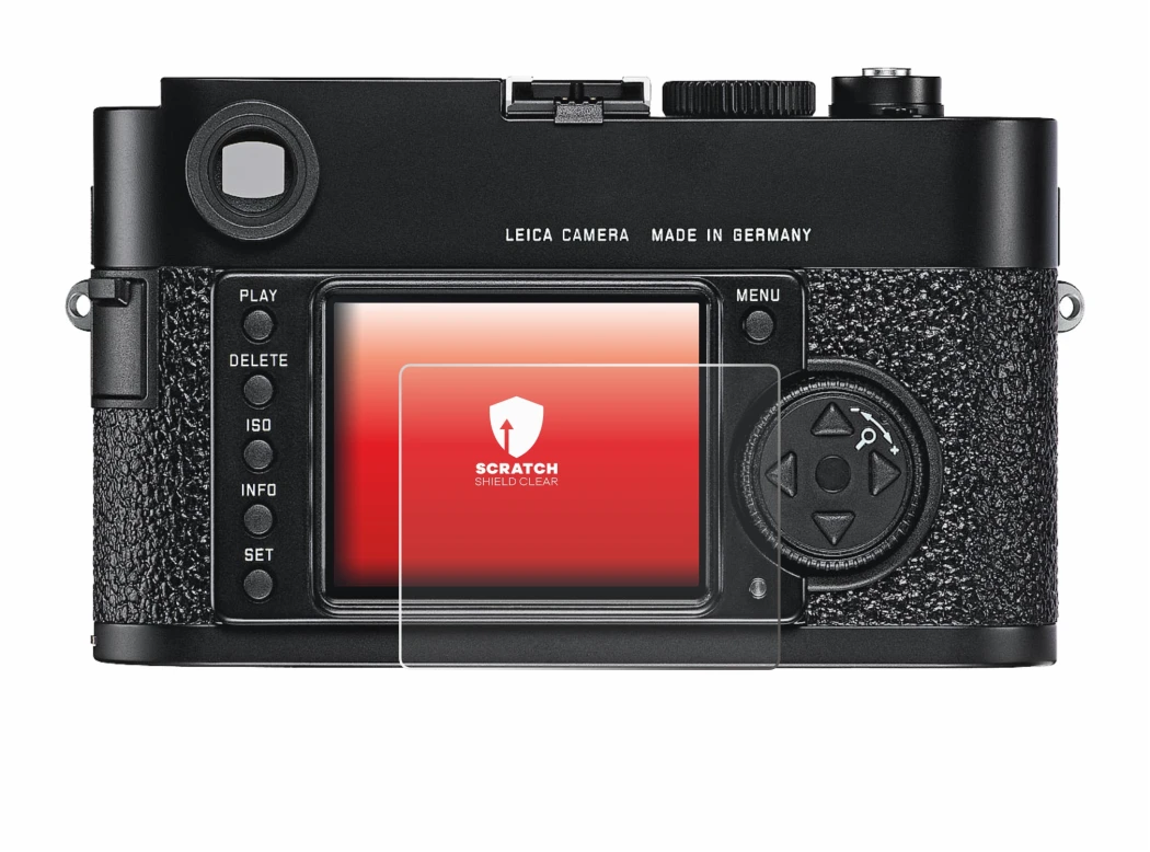 Abbildung des Geräts Leica M9 mit einer Vielzahl des Displayschutzes.