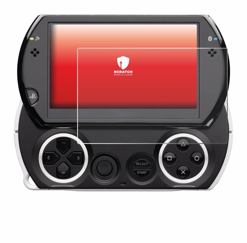 Abbildung des Geräts Sony PSP Go mit einer Vielzahl des Displayschutzes.