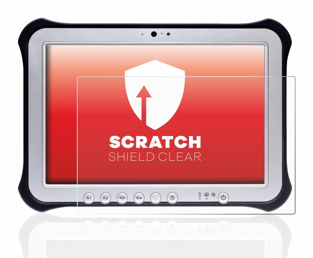 Abbildung des Geräts Panasonic Toughpad FZ-G1 mit einer Vielzahl des Displayschutzes.