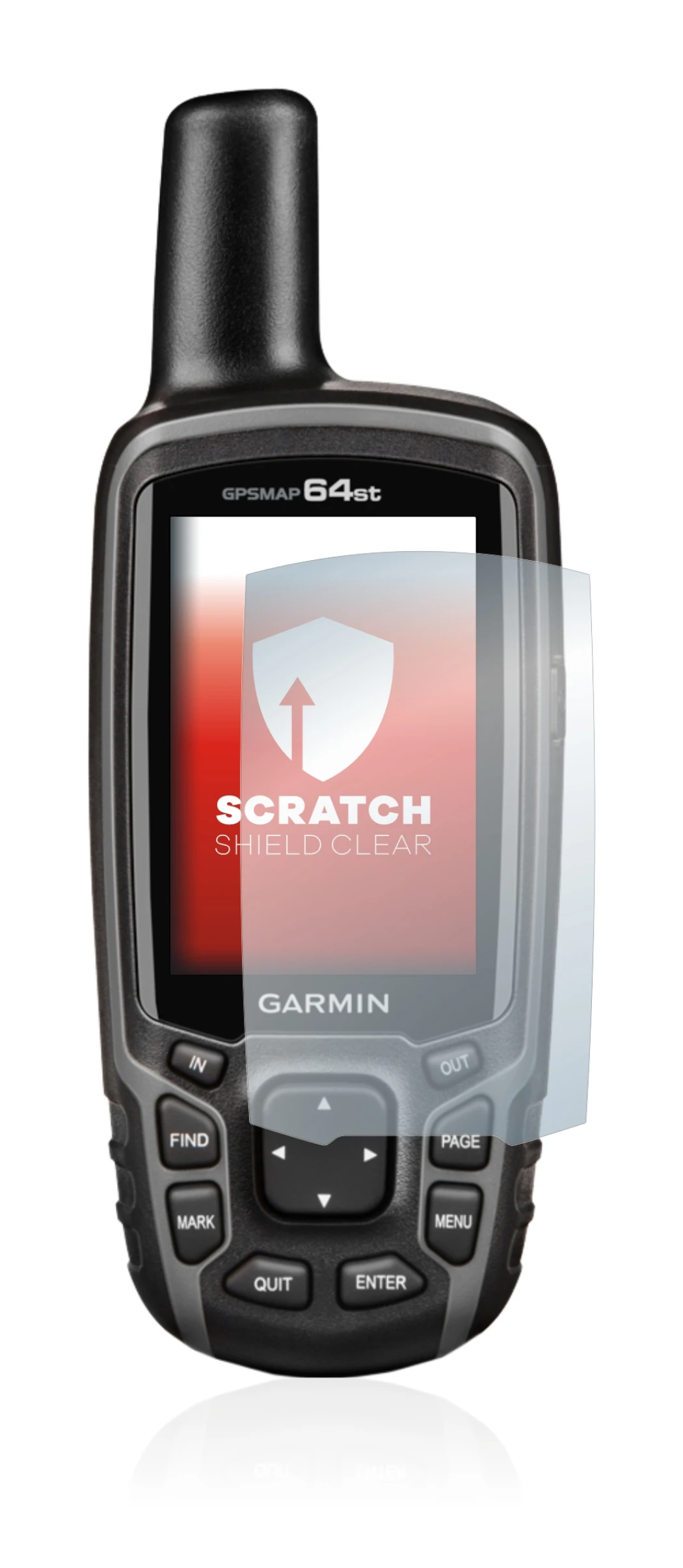 Abbildung des Geräts Garmin GPSMAP 64st mit einer Vielzahl des Displayschutzes.