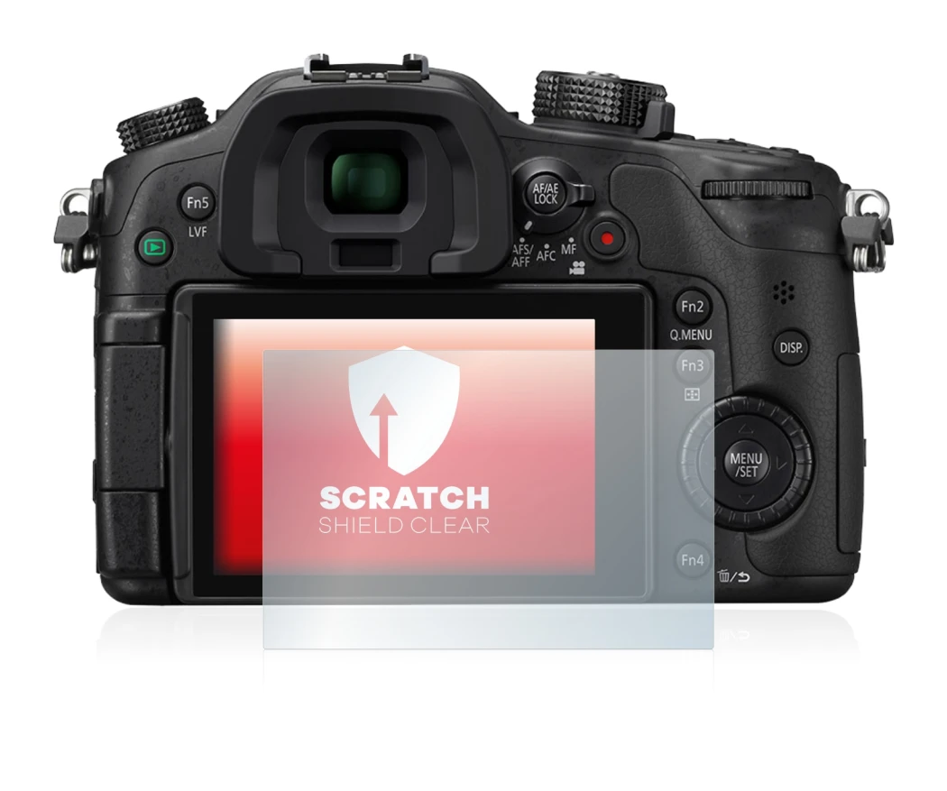 Abbildung des Geräts Panasonic Lumix DMC-GH4 mit einer Vielzahl des Displayschutzes.
