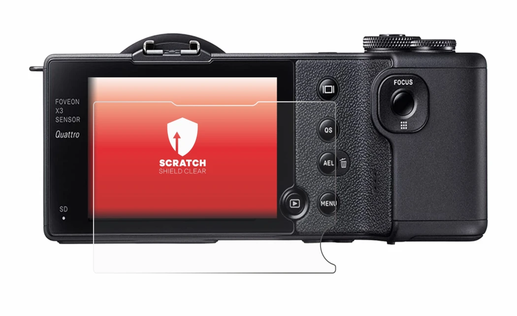 Abbildung des Geräts Sigma dp2 Quattro mit einer Vielzahl des Displayschutzes.