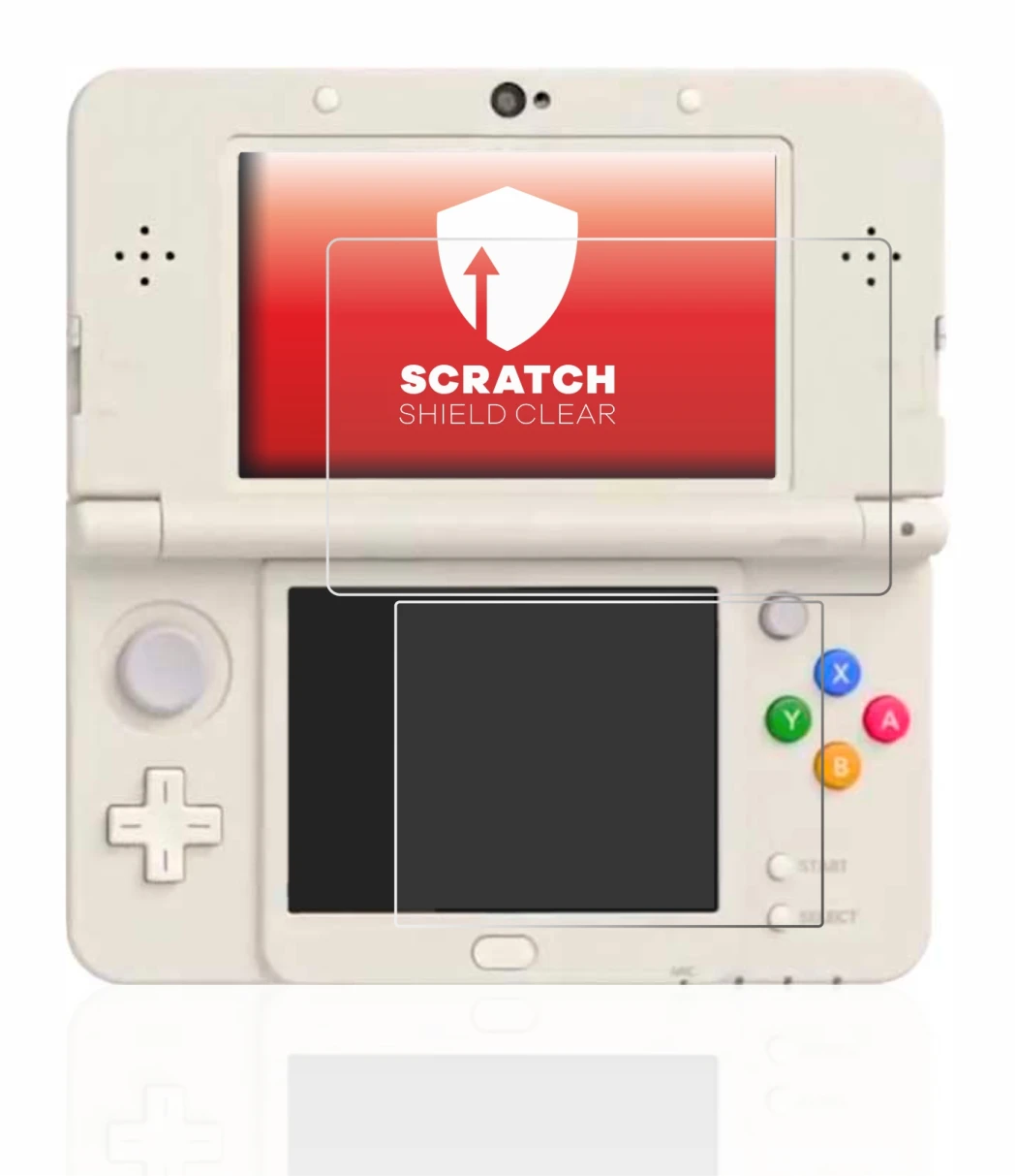 Abbildung des Geräts Nintendo New 3DS mit einer Vielzahl des Displayschutzes.