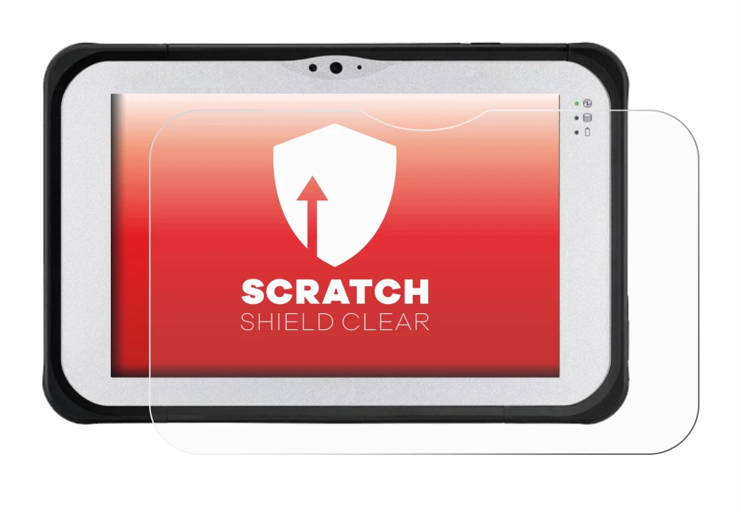 Abbildung des Geräts Panasonic Toughpad FZ-M1 mit einer Vielzahl des Displayschutzes.