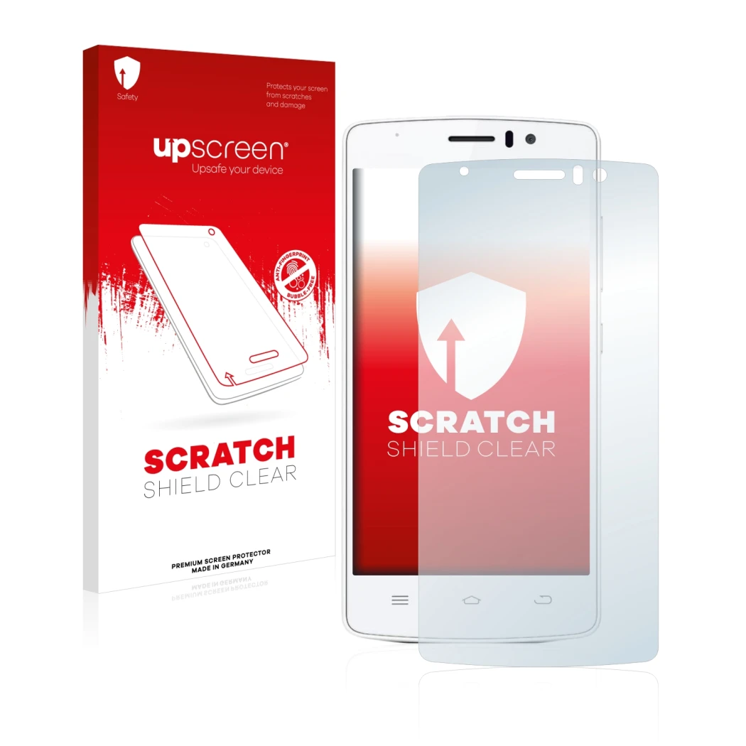 Vorderseite einer Produktverpackung mit dem Markenlogo upscreen. Daneben ist das Gerät THL 4000 mit dem zugehörigen Displaysch
