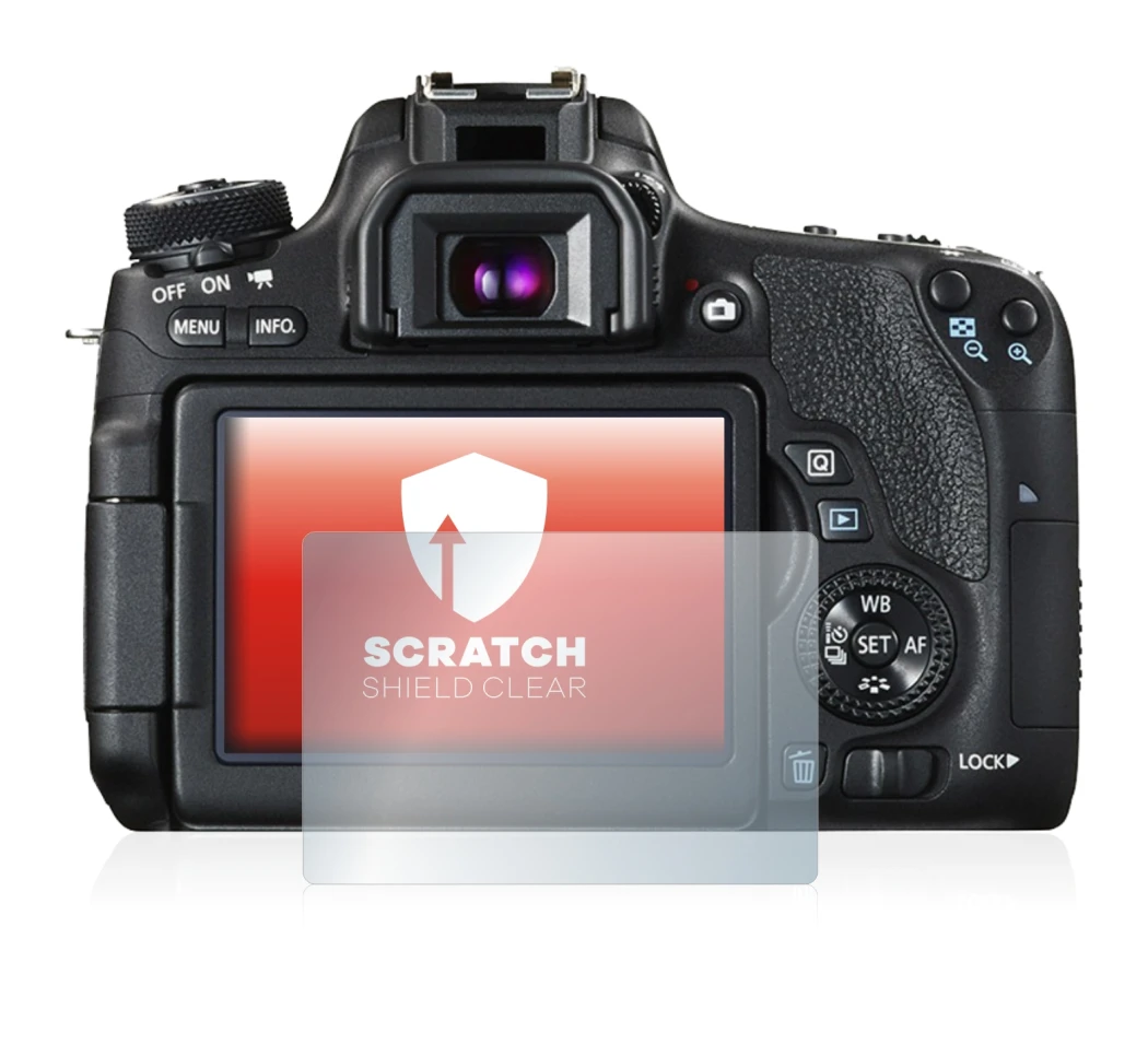Abbildung des Geräts Canon EOS 760D mit einer Vielzahl des Displayschutzes.