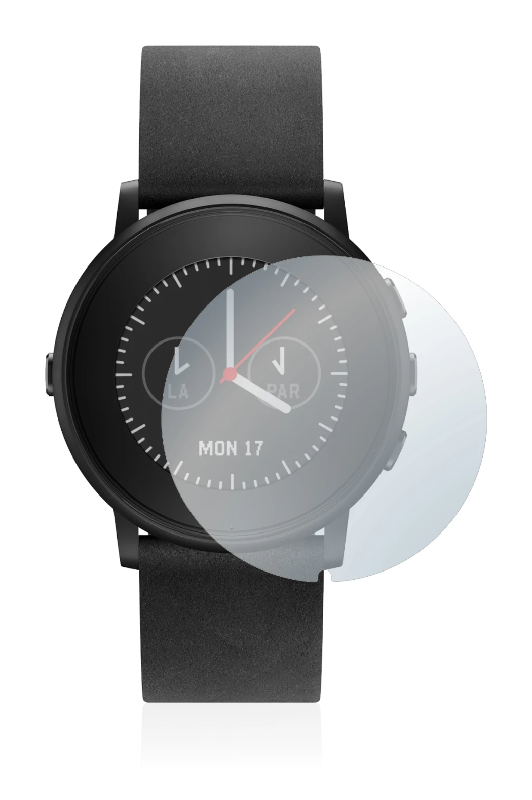 Abbildung des Geräts Pebble Time Round mit einer Vielzahl des Displayschutzes.