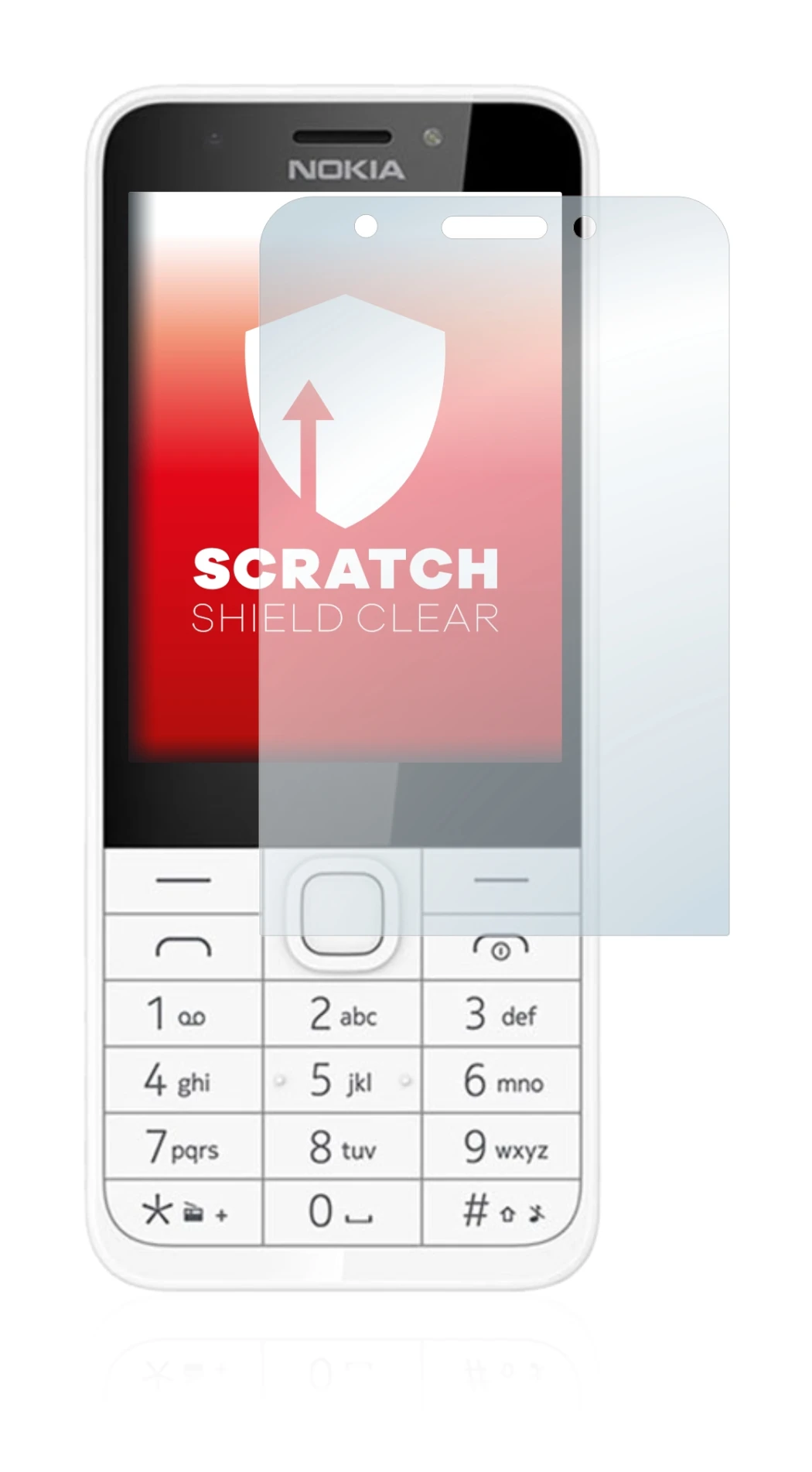 Abbildung des Geräts Nokia 230 mit einer Vielzahl des Displayschutzes.