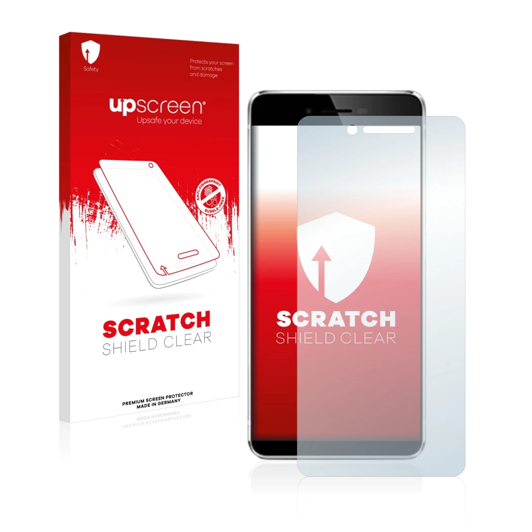 Vorderseite einer Produktverpackung mit dem Markenlogo upscreen. Daneben ist das Gerät Vernee Mars mit dem zugehörigen Display