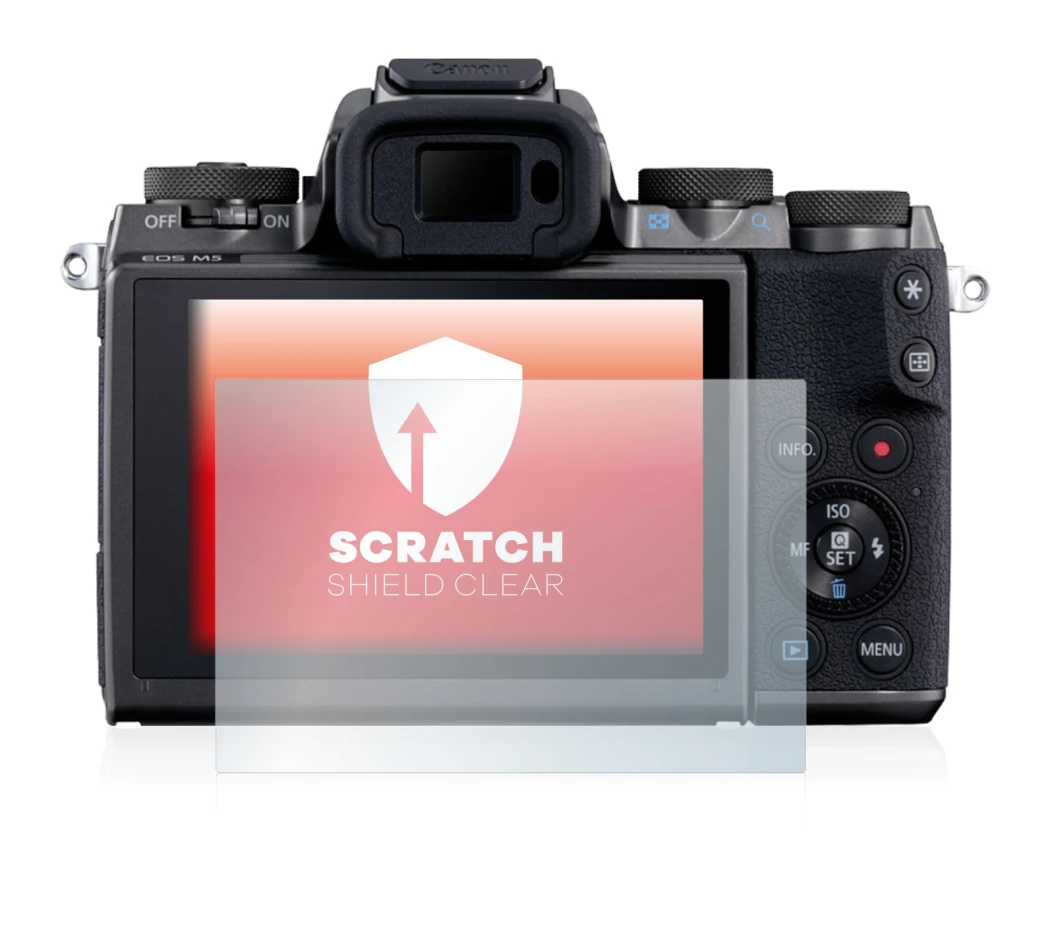 Abbildung des Geräts Canon EOS M5 mit einer Vielzahl des Displayschutzes.